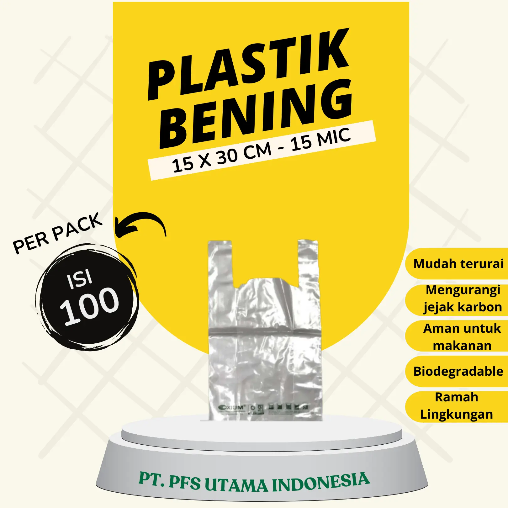 Plastik Kresek Bening 15x30 cm - 15 Mic