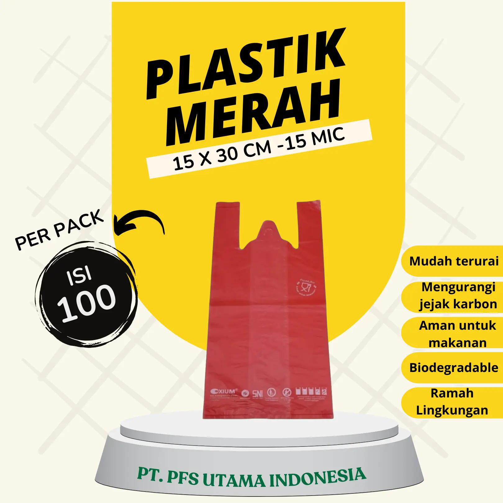 Plastik Kresek Merah 15x30 cm - 15 Mic