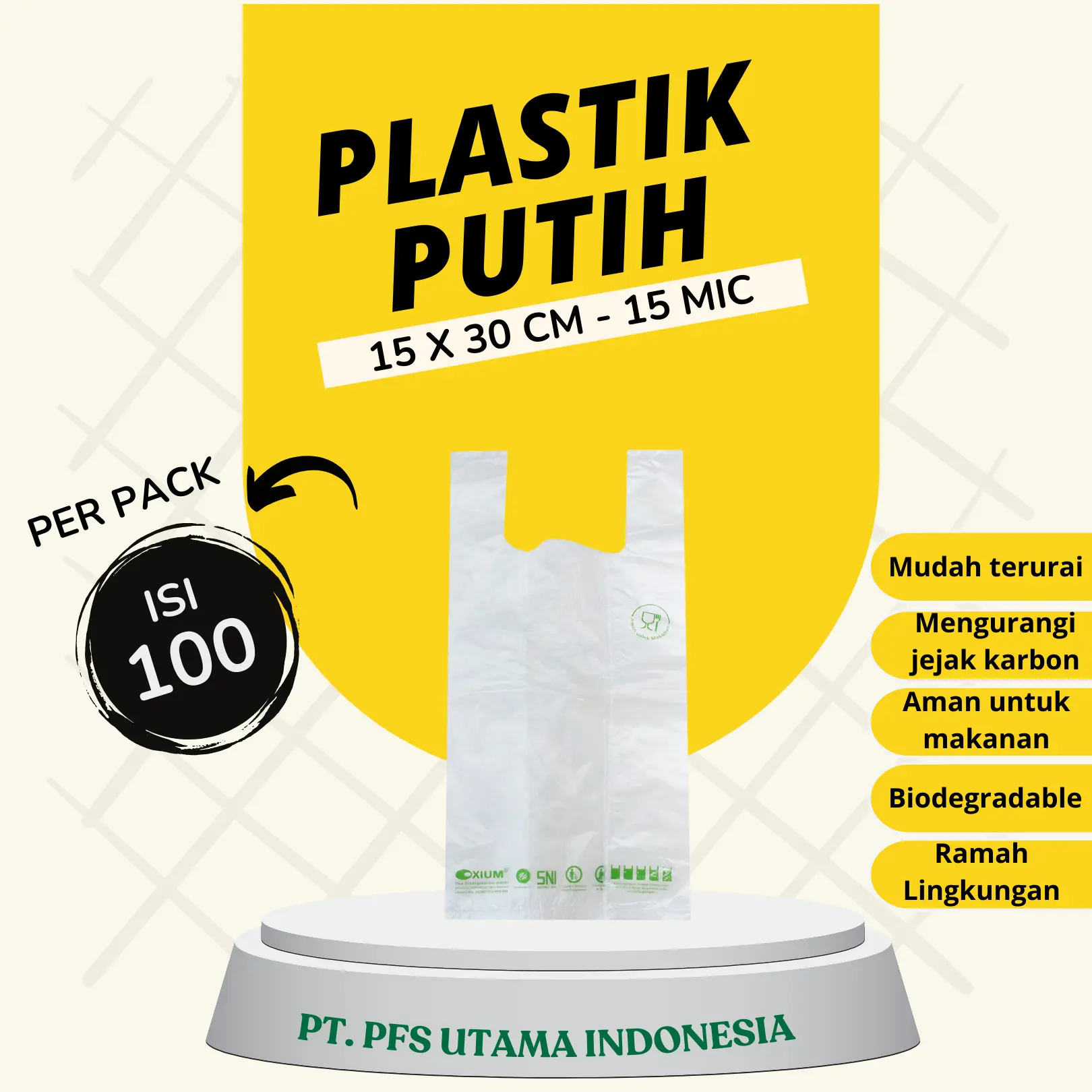 Plastik Kresek Putih 15x30 cm - 15 Mic